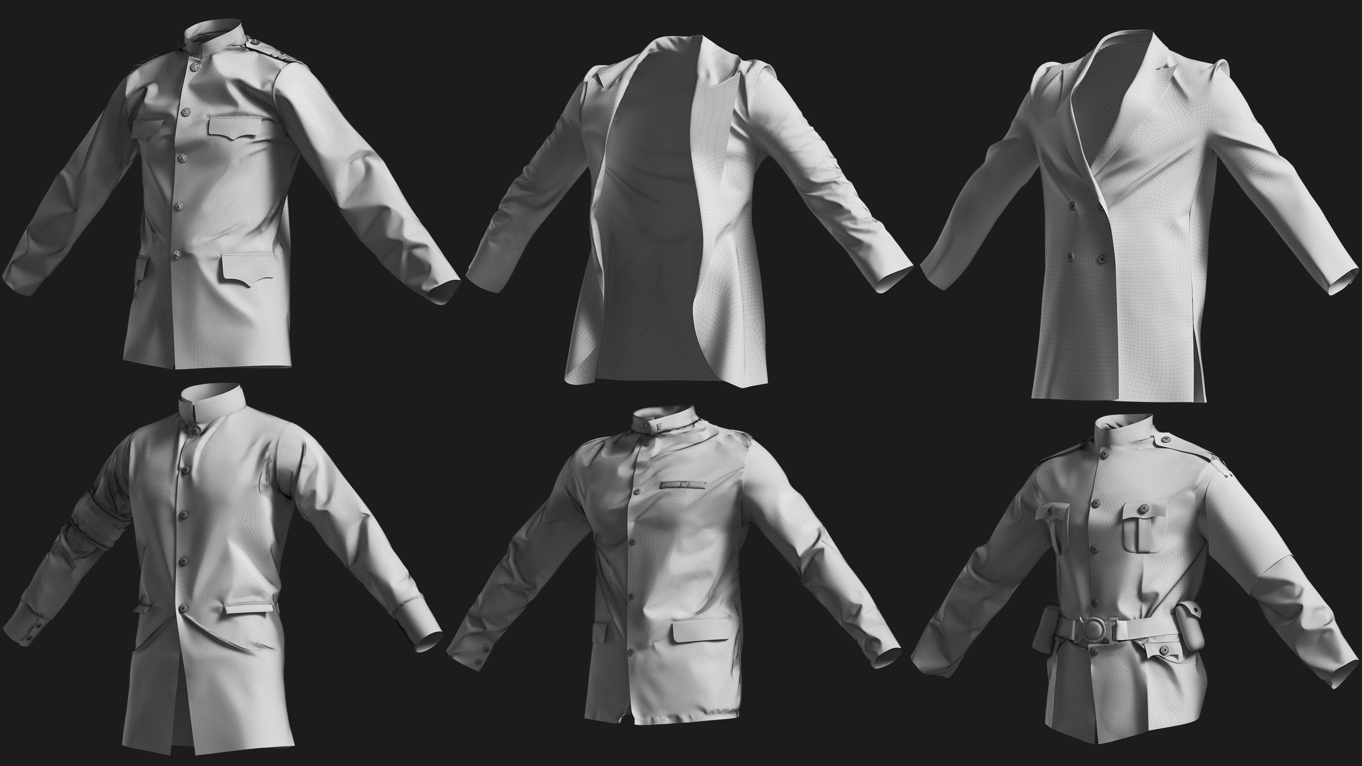 Basemesh Blazer Jacket Collection 3D model_6