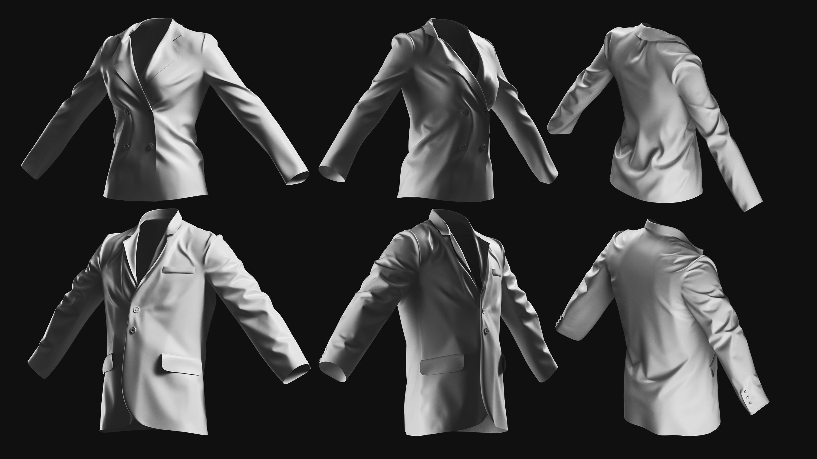 Basemesh Blazer Jacket Collection 3D model_2