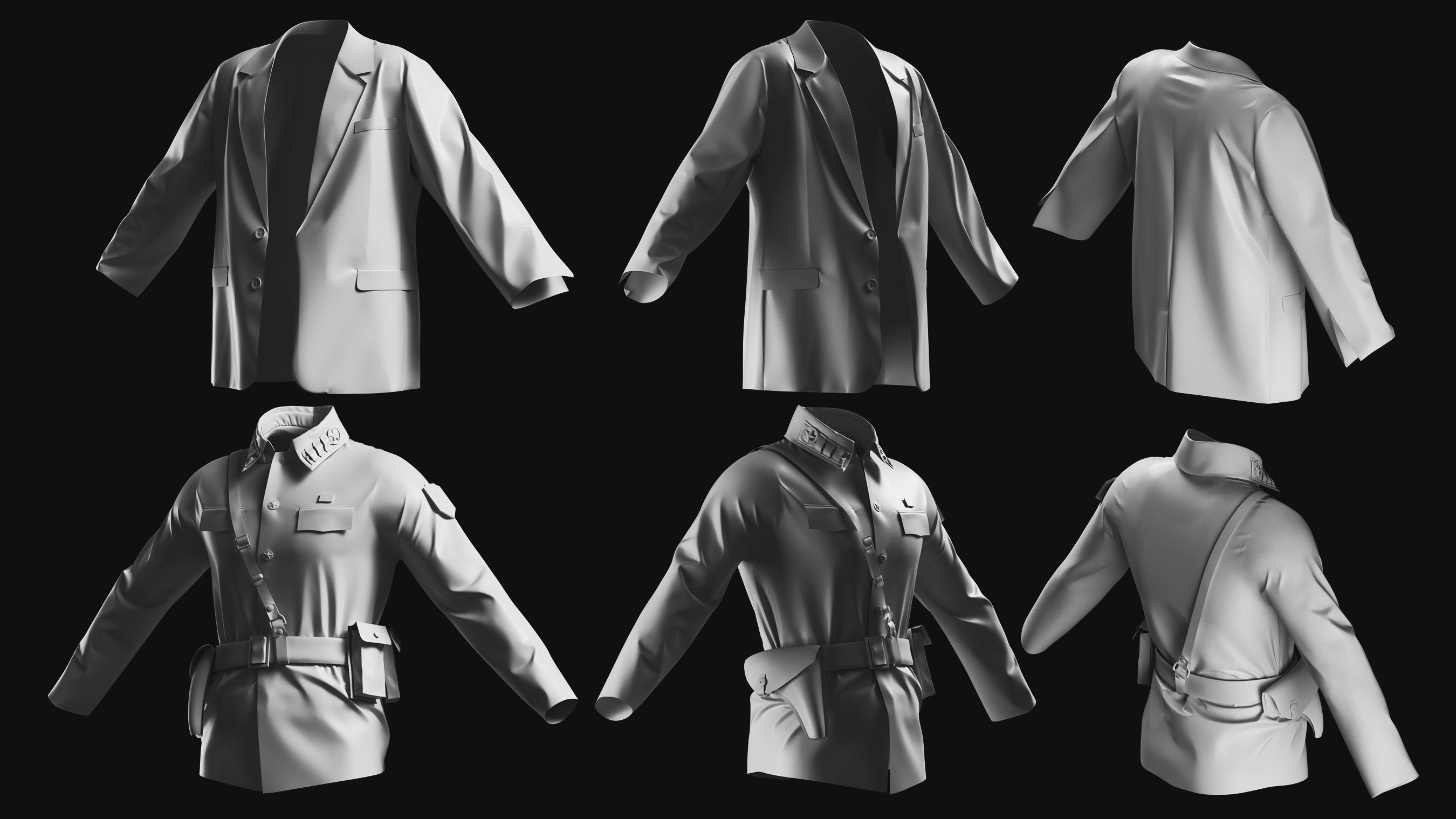 Basemesh Blazer Jacket Collection 3D model_3