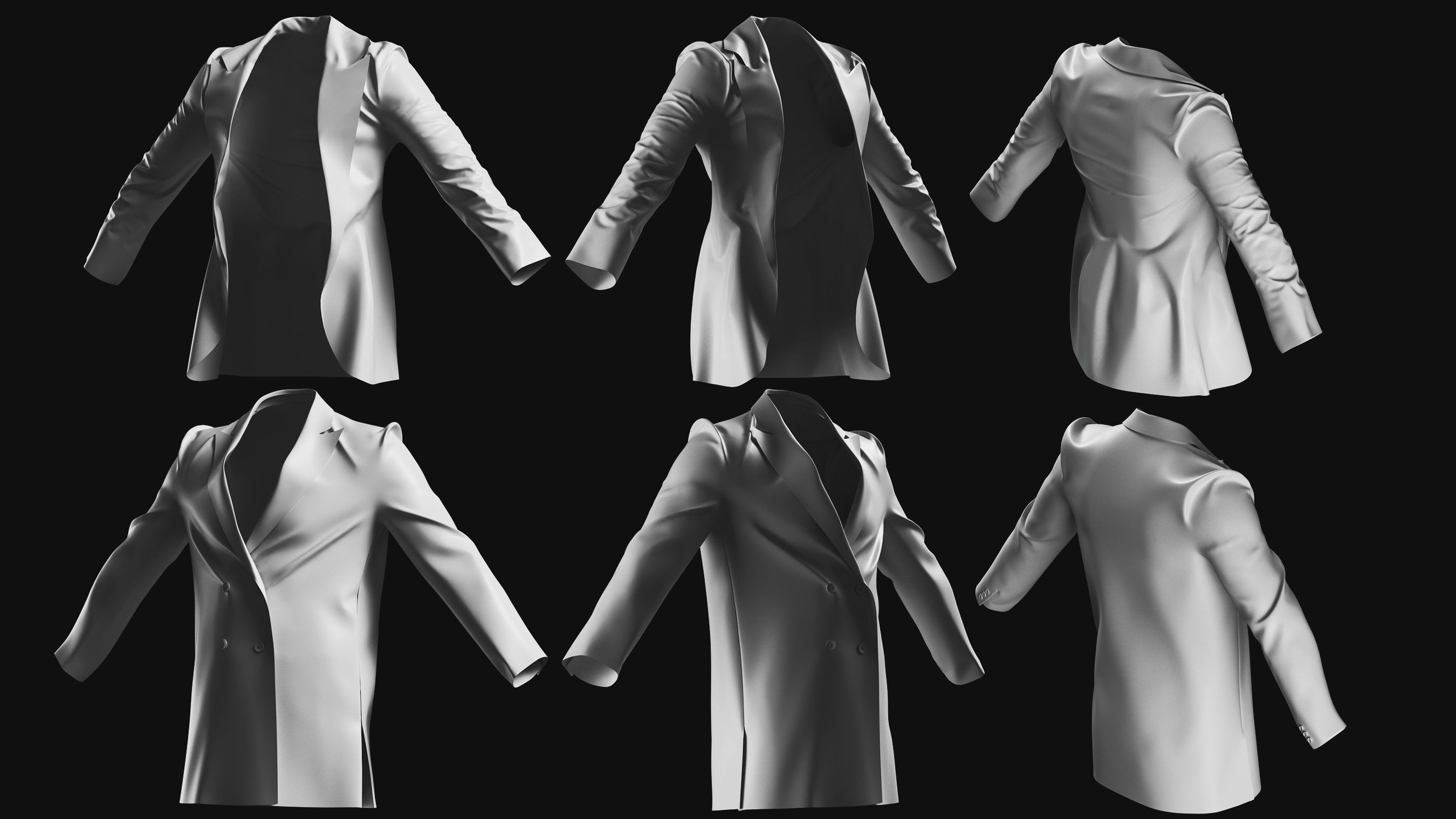 Basemesh Blazer Jacket Collection 3D model_1