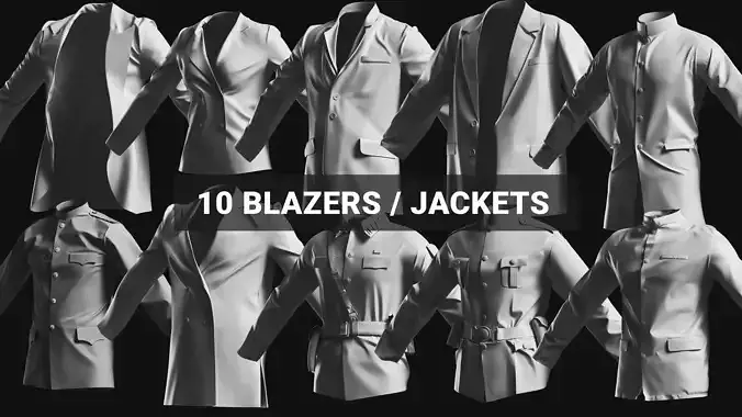 Basemesh Blazer Jacket Collection 3D model