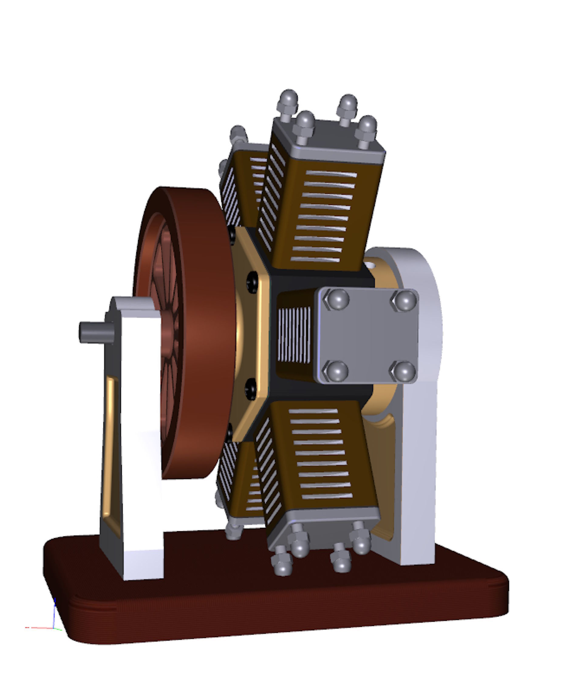 6 cylinder radial engine Low-poly 3D model_4