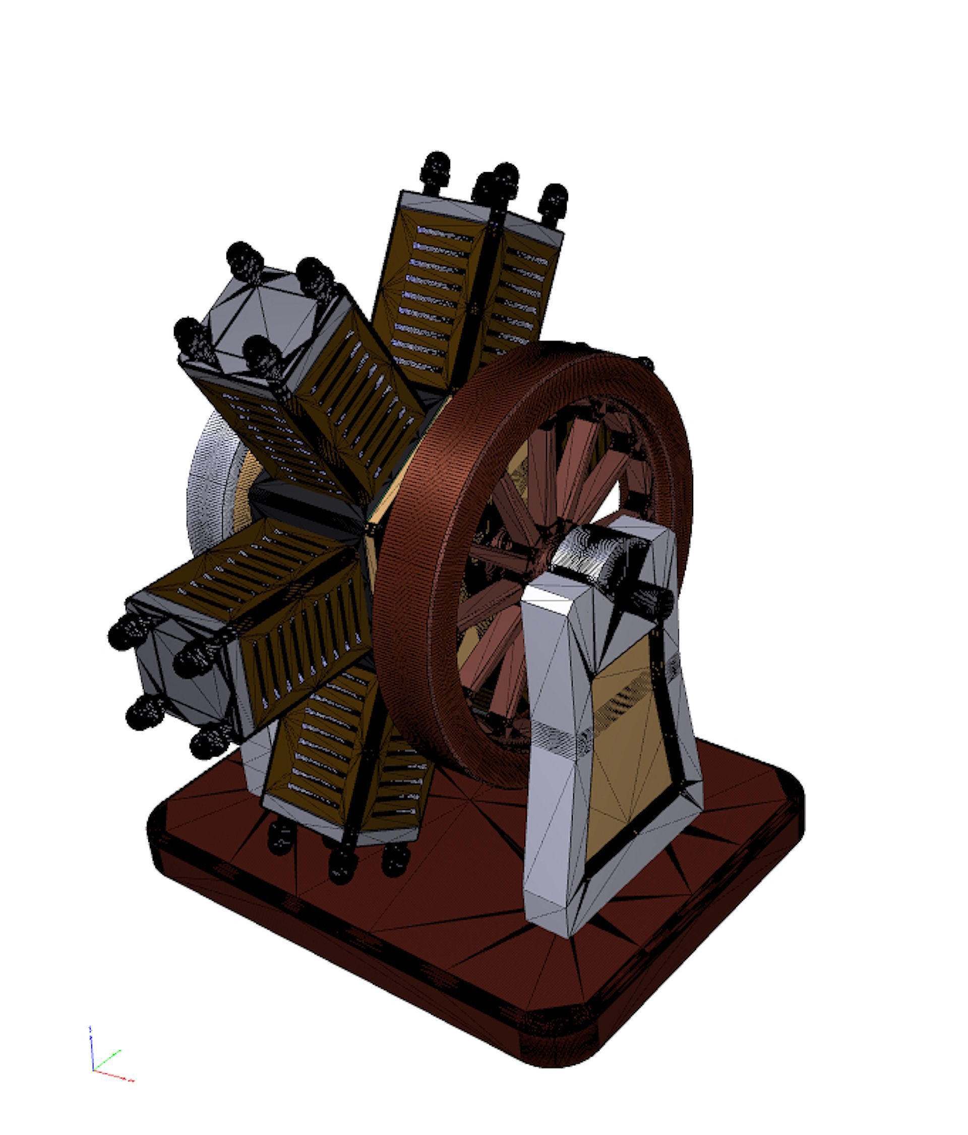 6 cylinder radial engine Low-poly 3D model_6