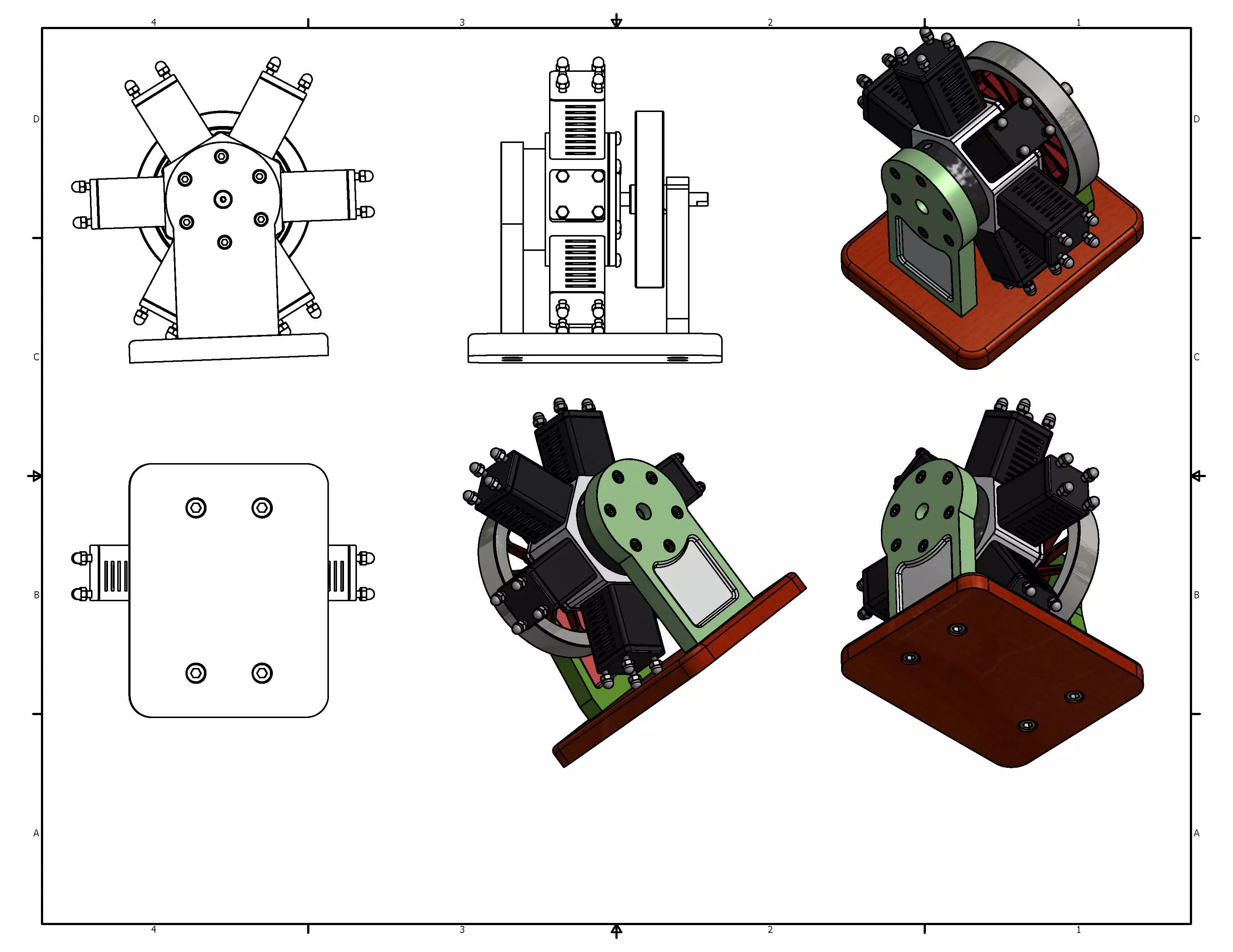 6 cylinder radial engine Low-poly 3D model_0