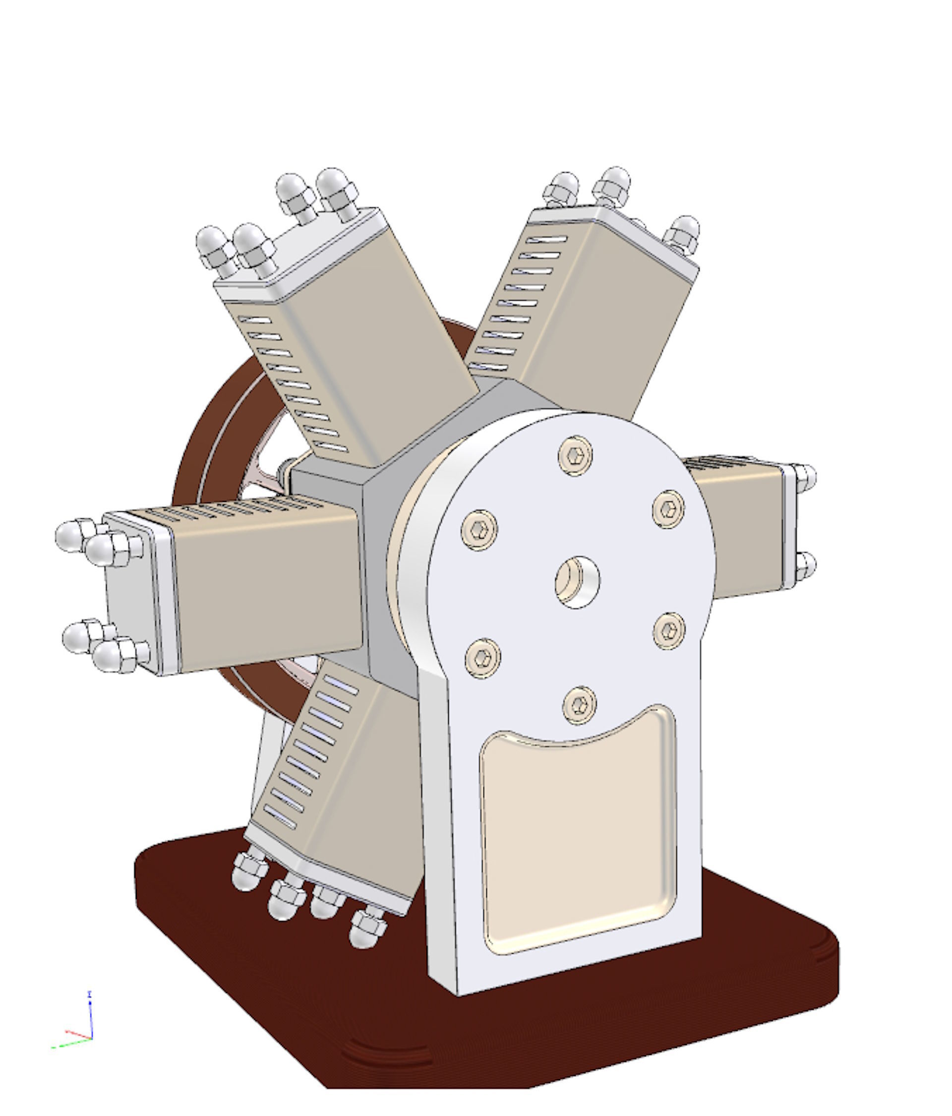 6 cylinder radial engine Low-poly 3D model_7