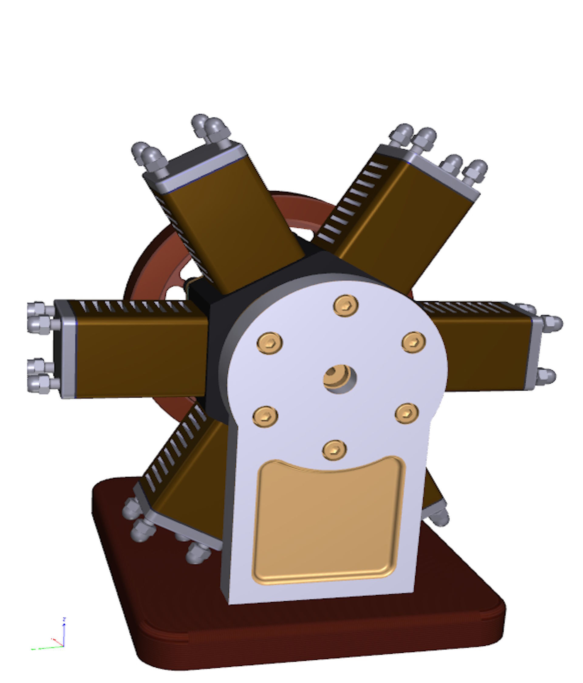 6 cylinder radial engine Low-poly 3D model_3