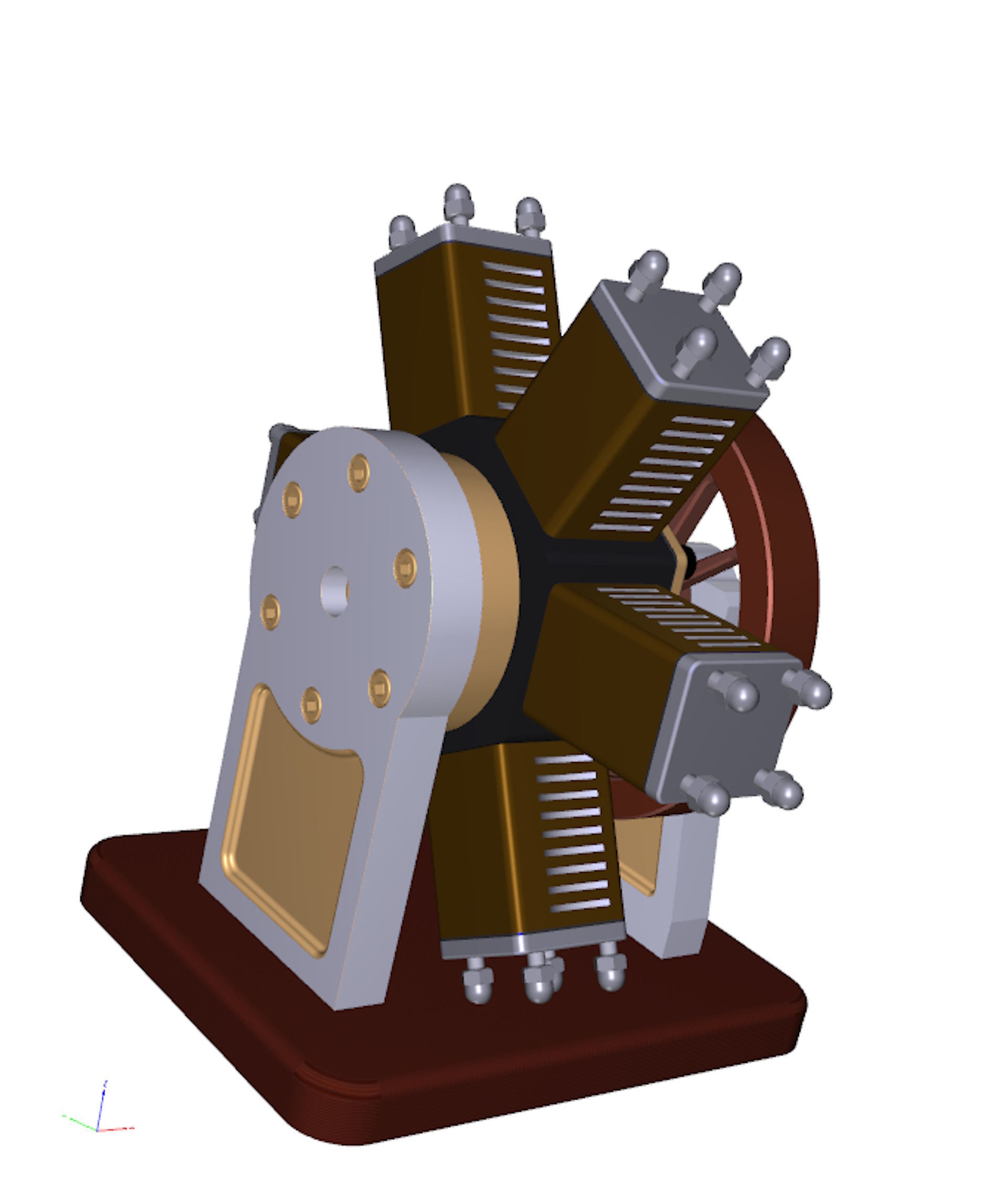 6 cylinder radial engine Low-poly 3D model_2