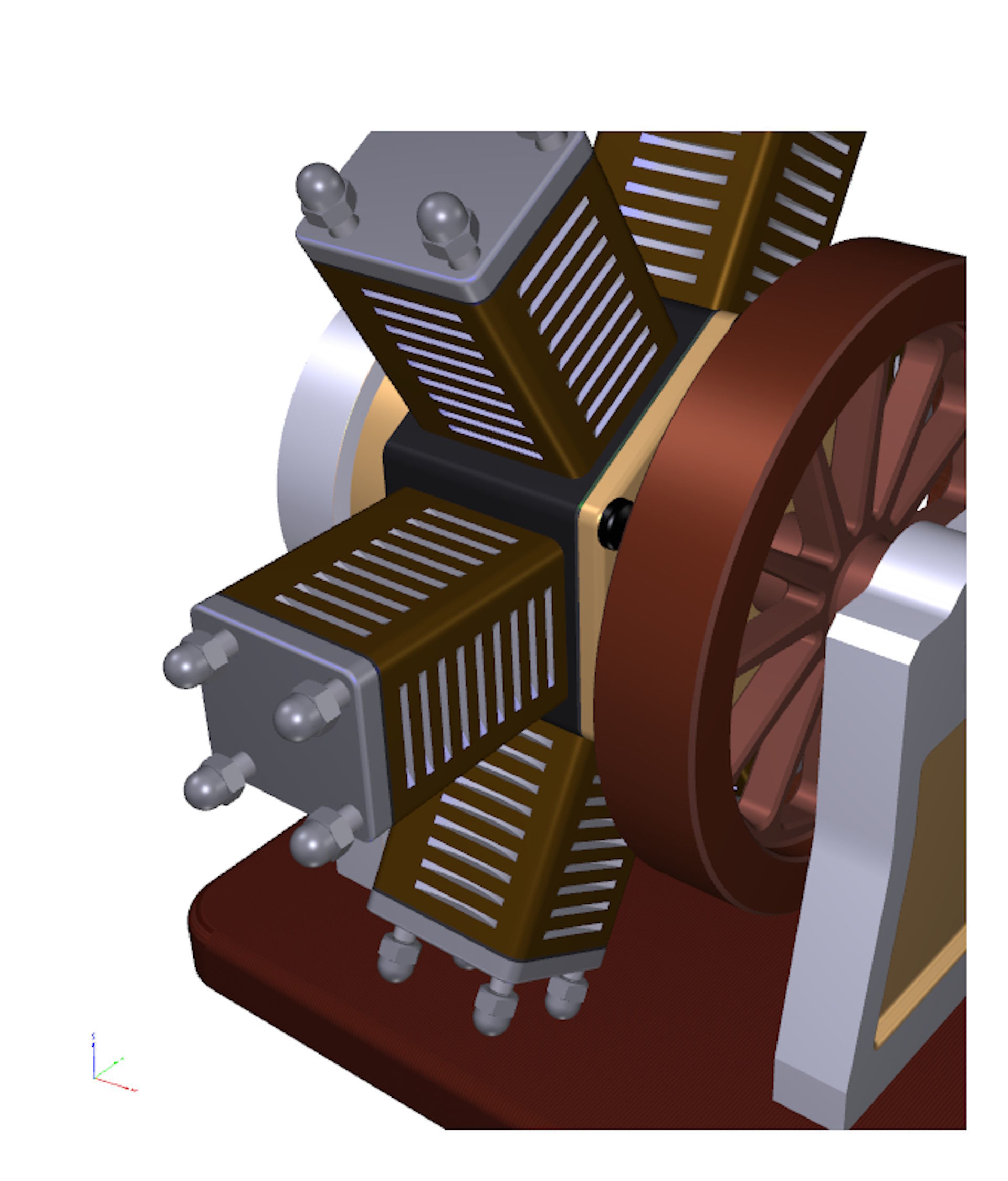 6 cylinder radial engine Low-poly 3D model_9