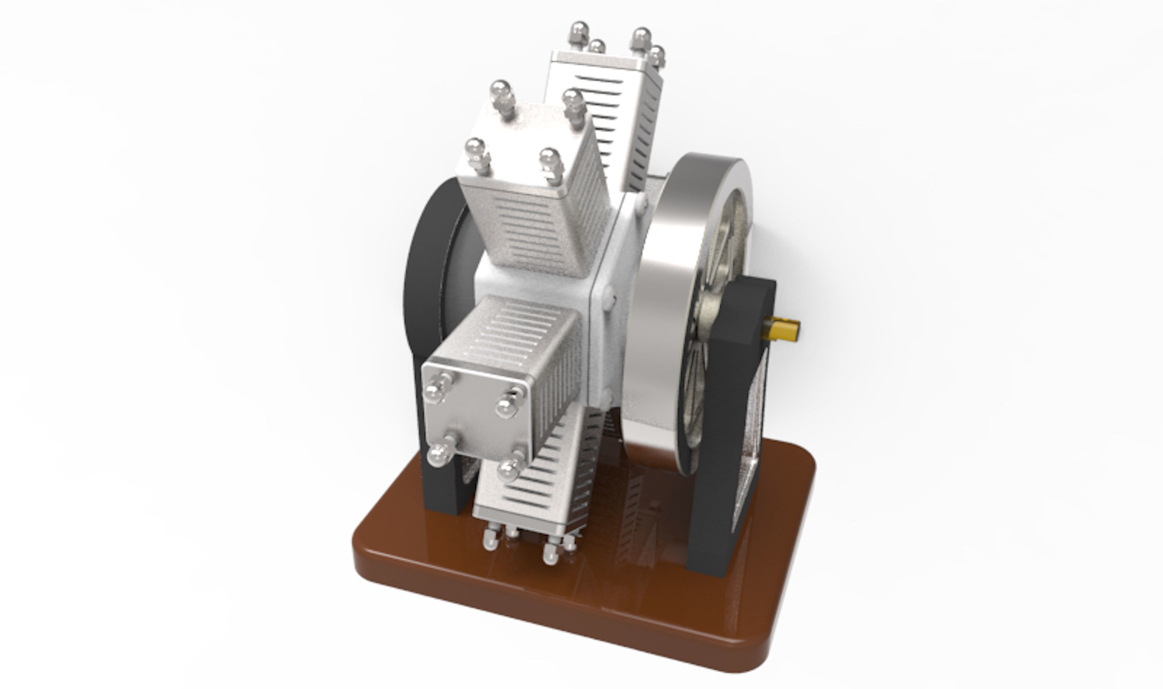 6 cylinder radial engine Low-poly 3D model_1