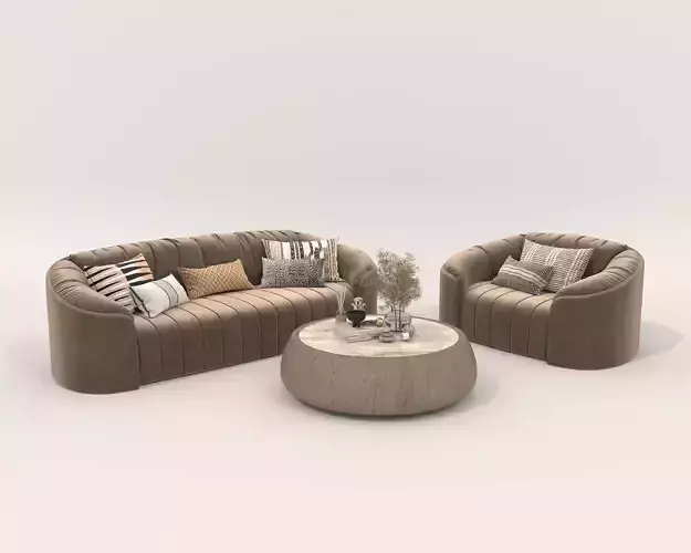 Modern Sofa and Armchair set 5 3D model