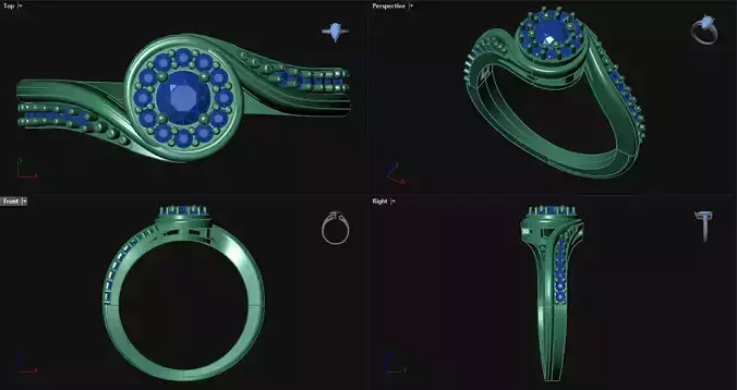 Bypass Engagement Ring with accent stones