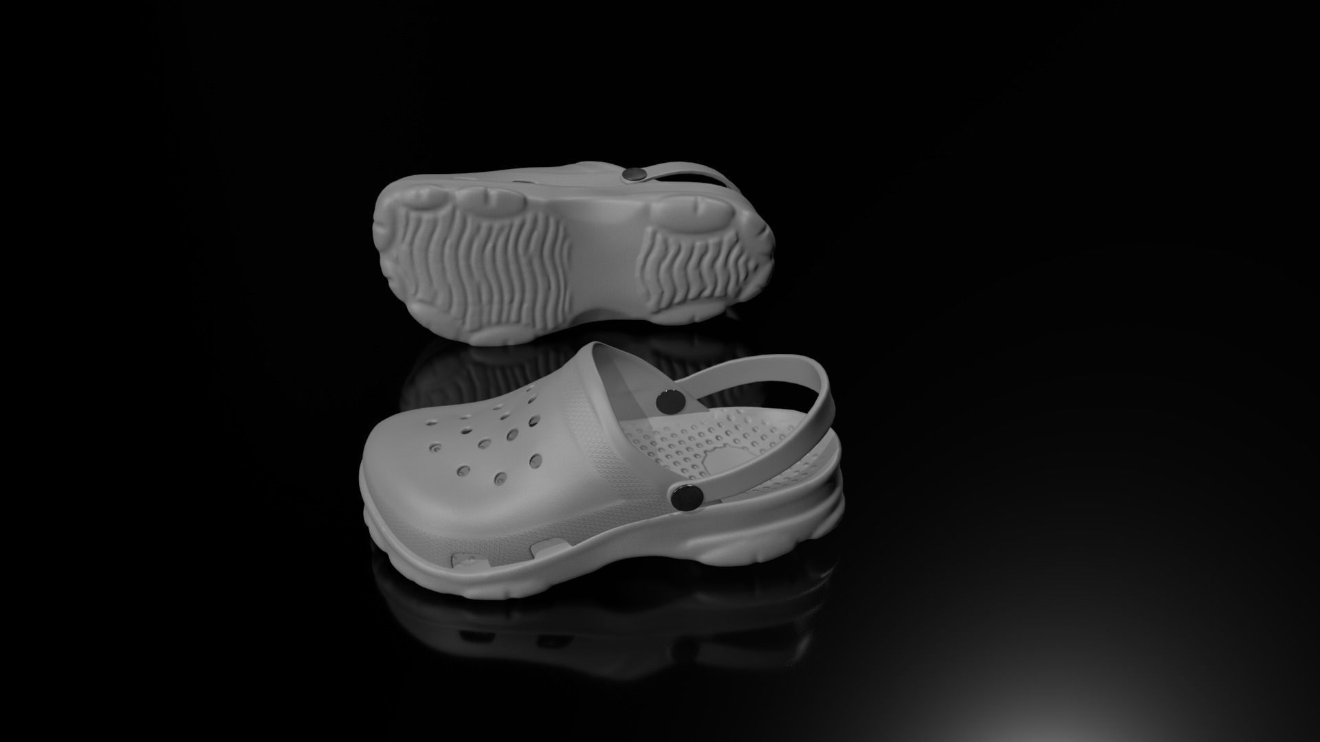 Clogs Sandal White 3D model_2