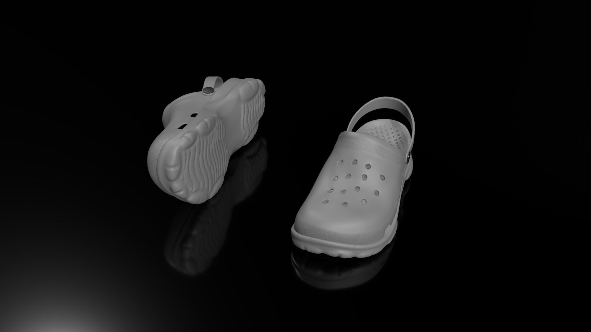 Clogs Sandal White 3D model_1