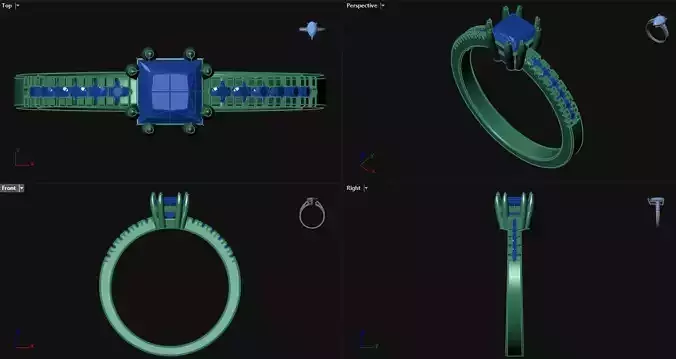 Diamond Princess Engagement Ring with sidestones