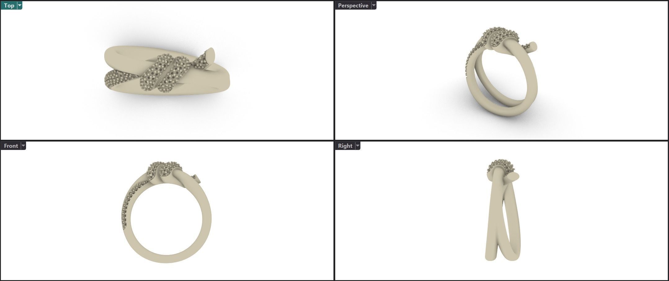 Knot Double Row Ring 3D print model_3