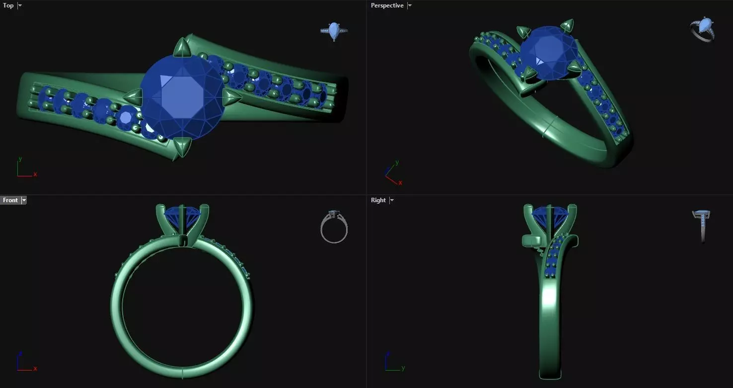 Peg Head Bypass Engagement Ring 3D print model_0