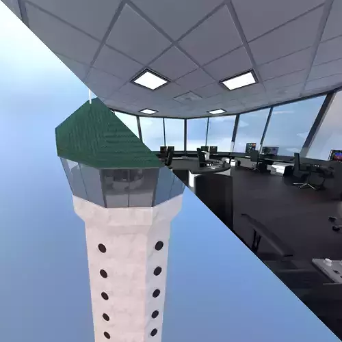 Airport Control Tower Exterior and Interior 3D model