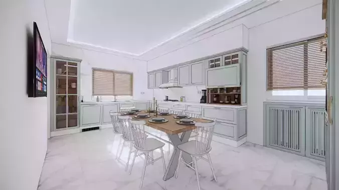 big classic kitchen 3D model