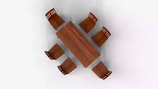 Wood Six Seater Dining Table set with 6 Chair for Living Room