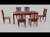 Wood Six Seater Dining Table set with 6 Chair for Living Room 3D model_1
