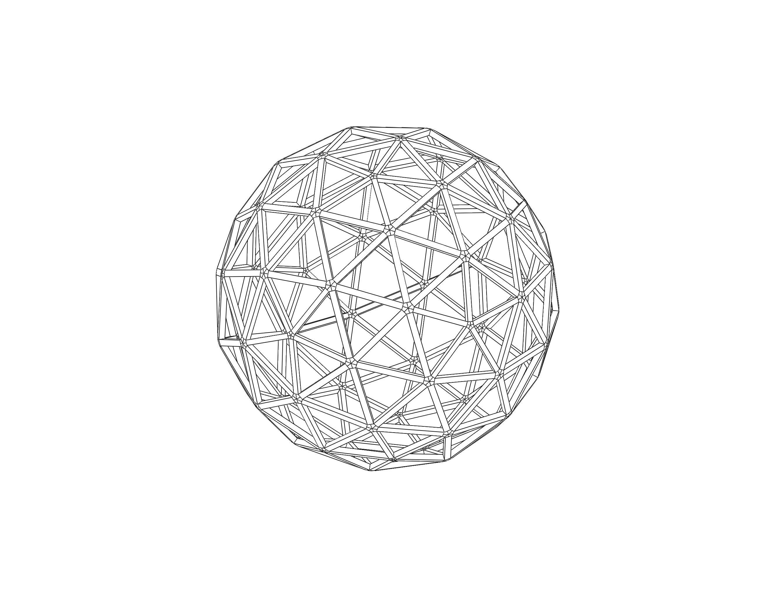 Wireframe Shape Pentakis Snub Dodecahedron 3D print model_35