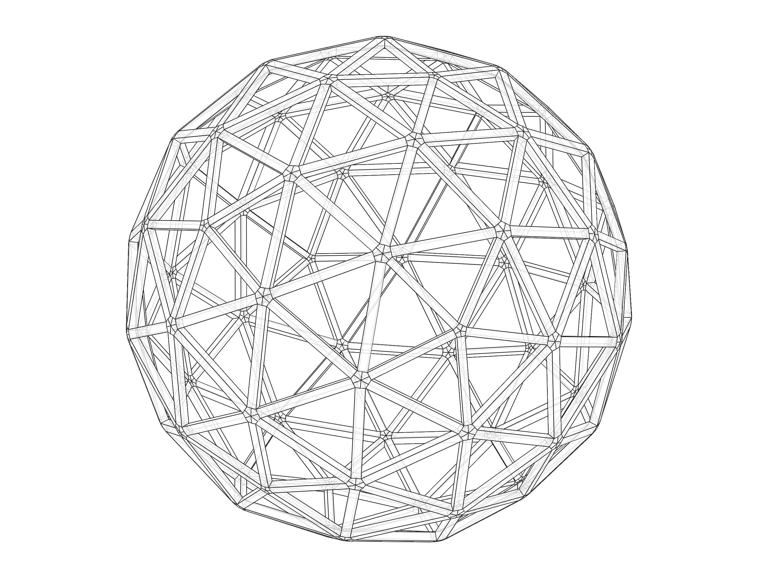 Wireframe Shape Pentakis Snub Dodecahedron 3D print model_12