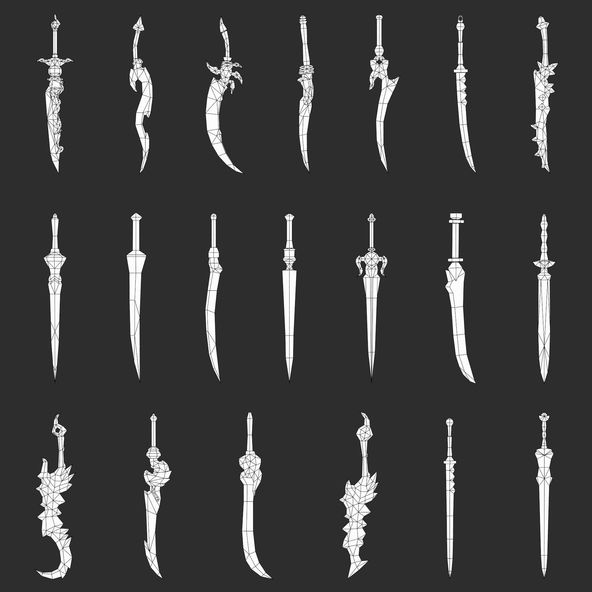 Fantasy Sword Collection Low-poly 3D model_11