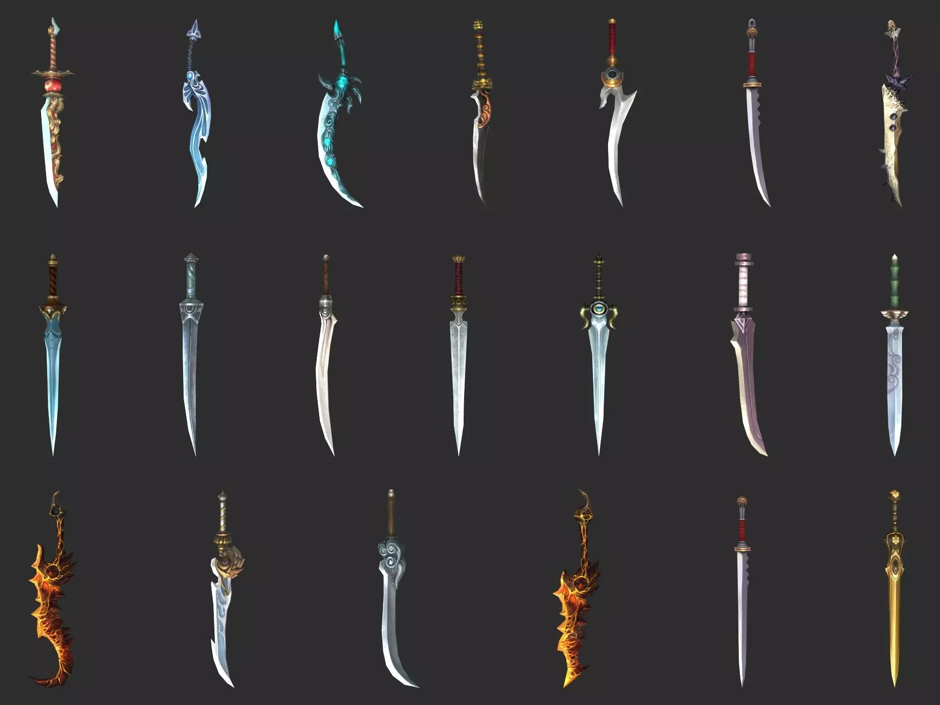 Fantasy Sword Collection Low-poly 3D model_0