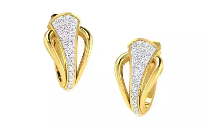Light Weight Yellow Gold Diamond Earring EZ BI-32