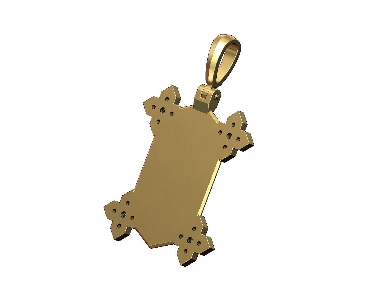 Italian horn Maltese star diamond corners pendant 3D print model_4