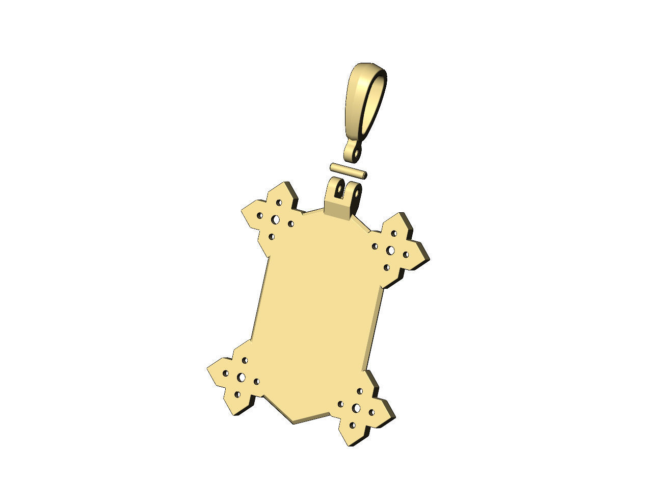 Italian horn Maltese star diamond corners pendant 3D print model_9