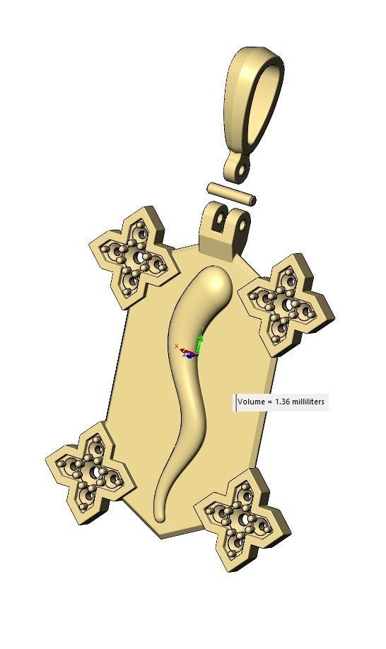 Italian horn Maltese star diamond corners pendant 3D print model_15