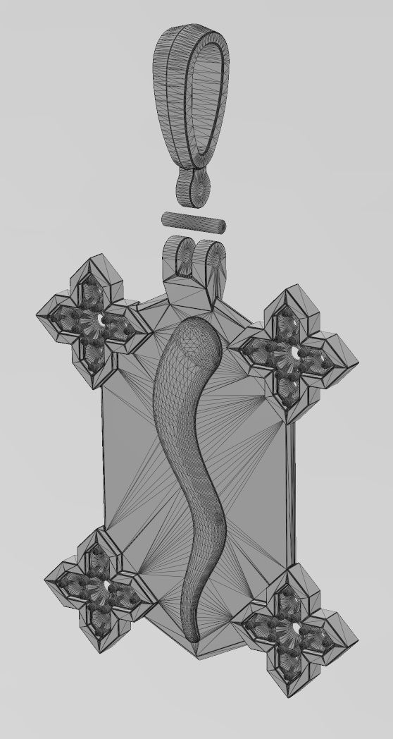 Italian horn Maltese star diamond corners pendant 3D print model_13