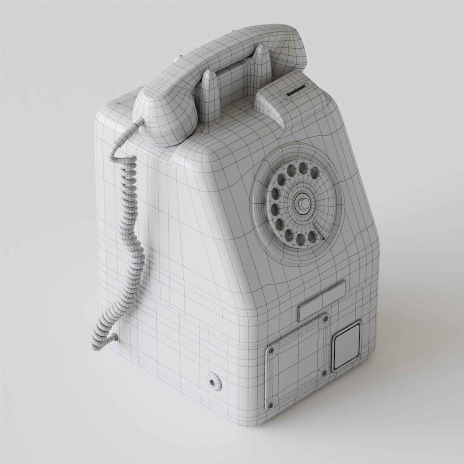 Classic vintage Red phone 3D model_2