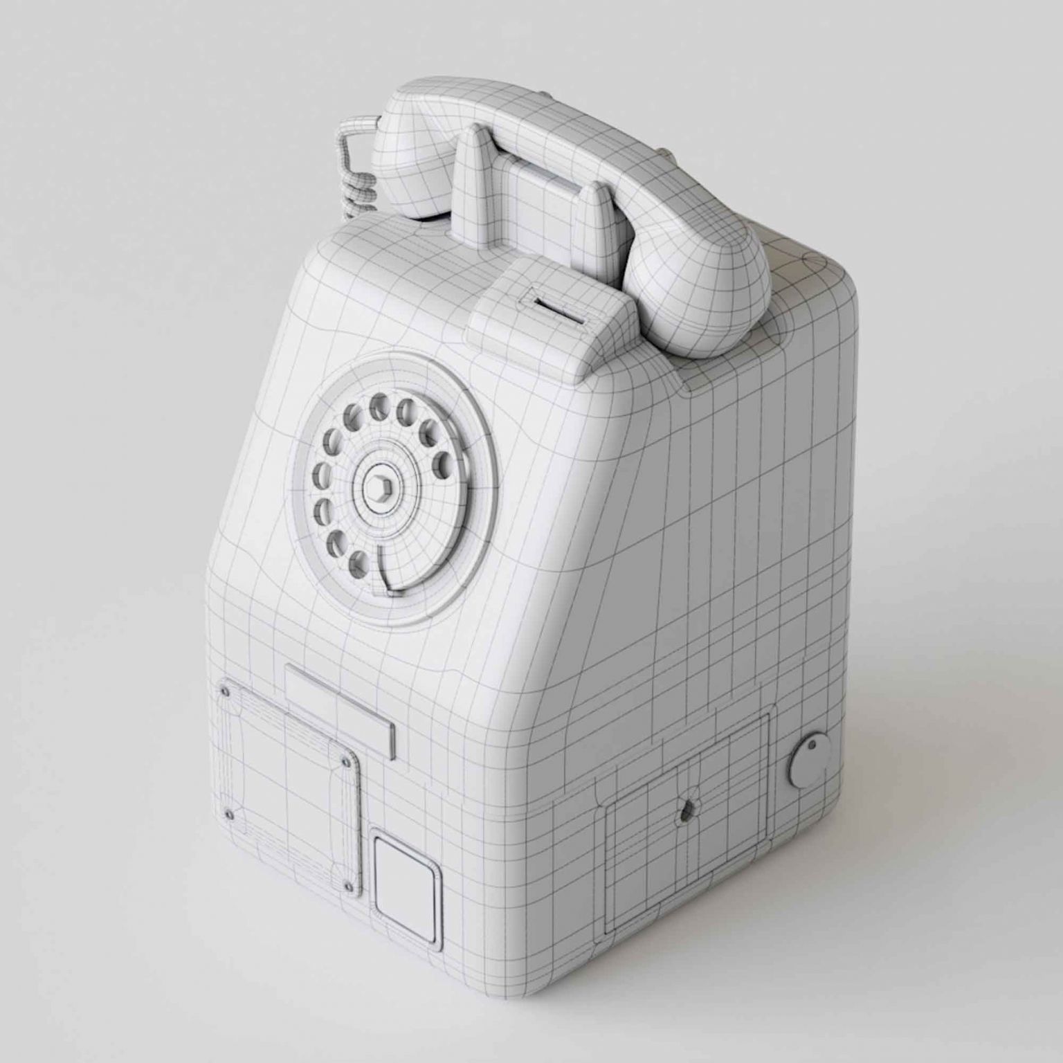 Classic vintage Red phone 3D model_1