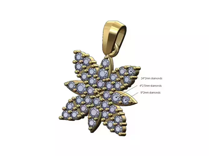 Diamond square flower pedals pendant charm