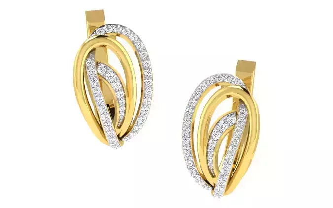 Light Weight Yellow Gold Diamond Earring EZ BI-36