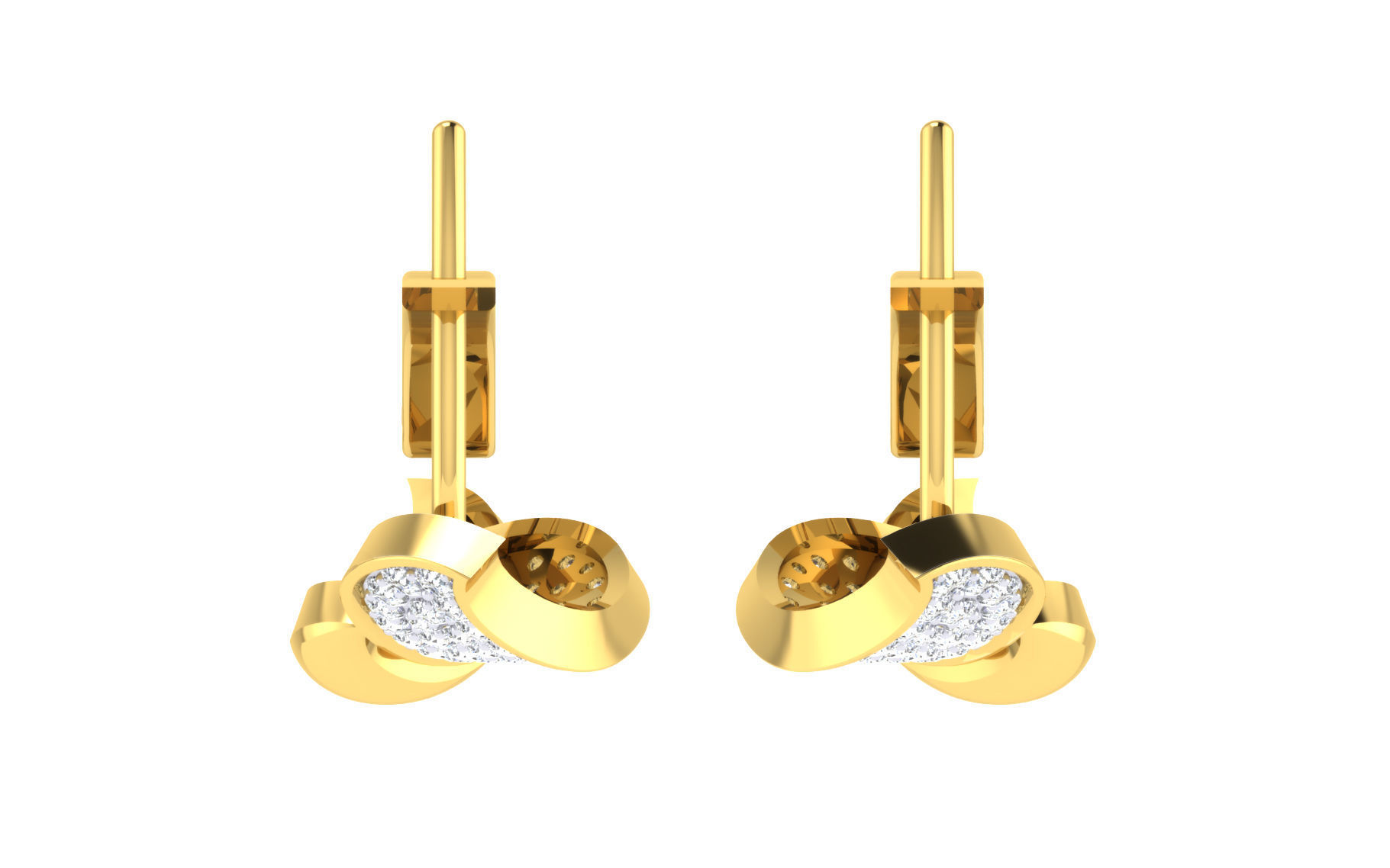 Light Weight Yellow Gold Diamond Earring EZ BI-37 3D print model_6