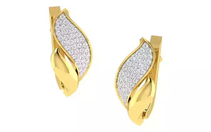 Light Weight Yellow Gold Diamond Earring EZ BI-37