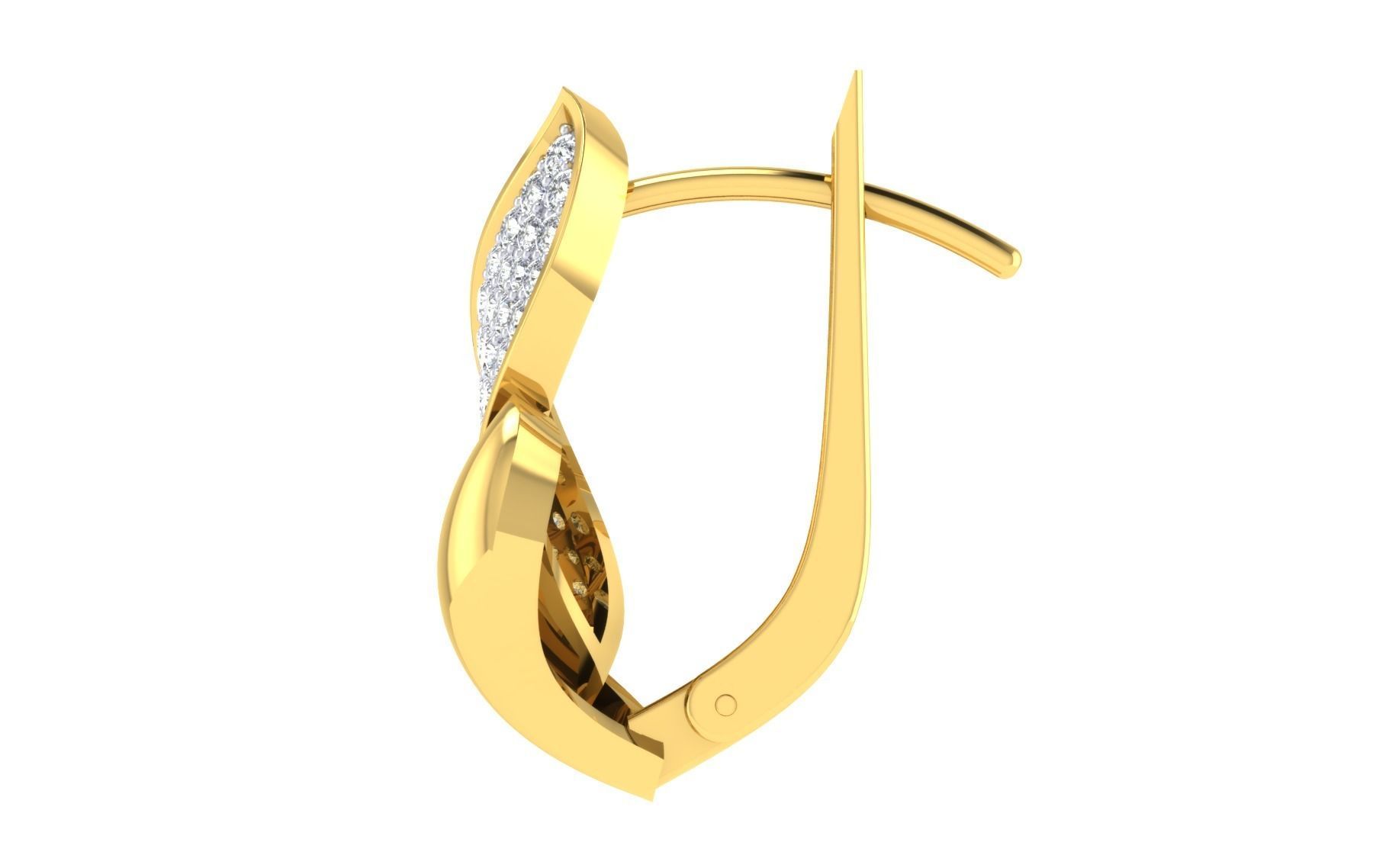 Light Weight Yellow Gold Diamond Earring EZ BI-37 3D print model_5