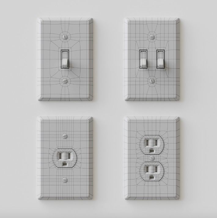 Electrical light switches 3D model_1