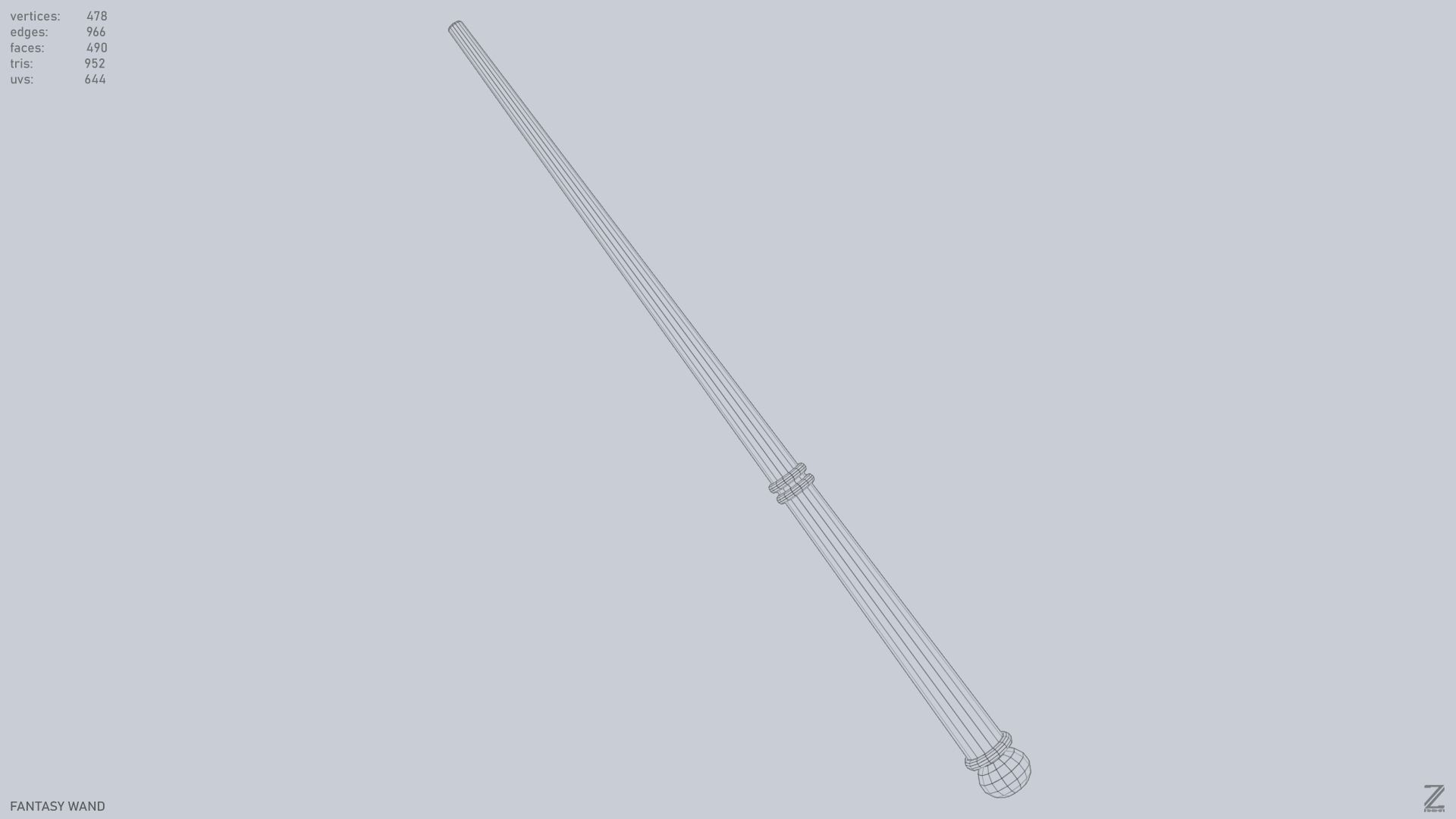 Fantasy wand Low-poly 3D model_10