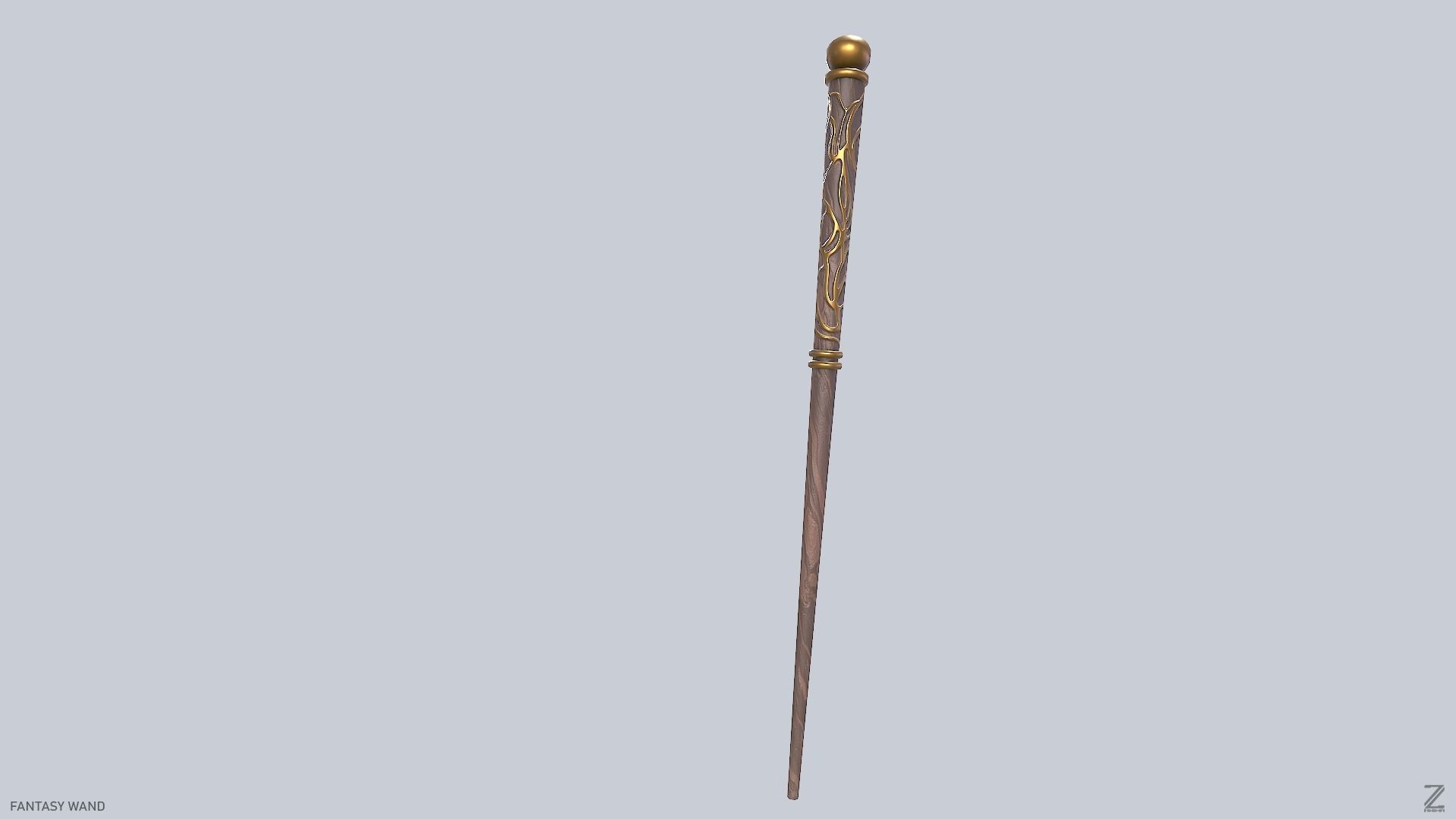 Fantasy wand Low-poly 3D model_6