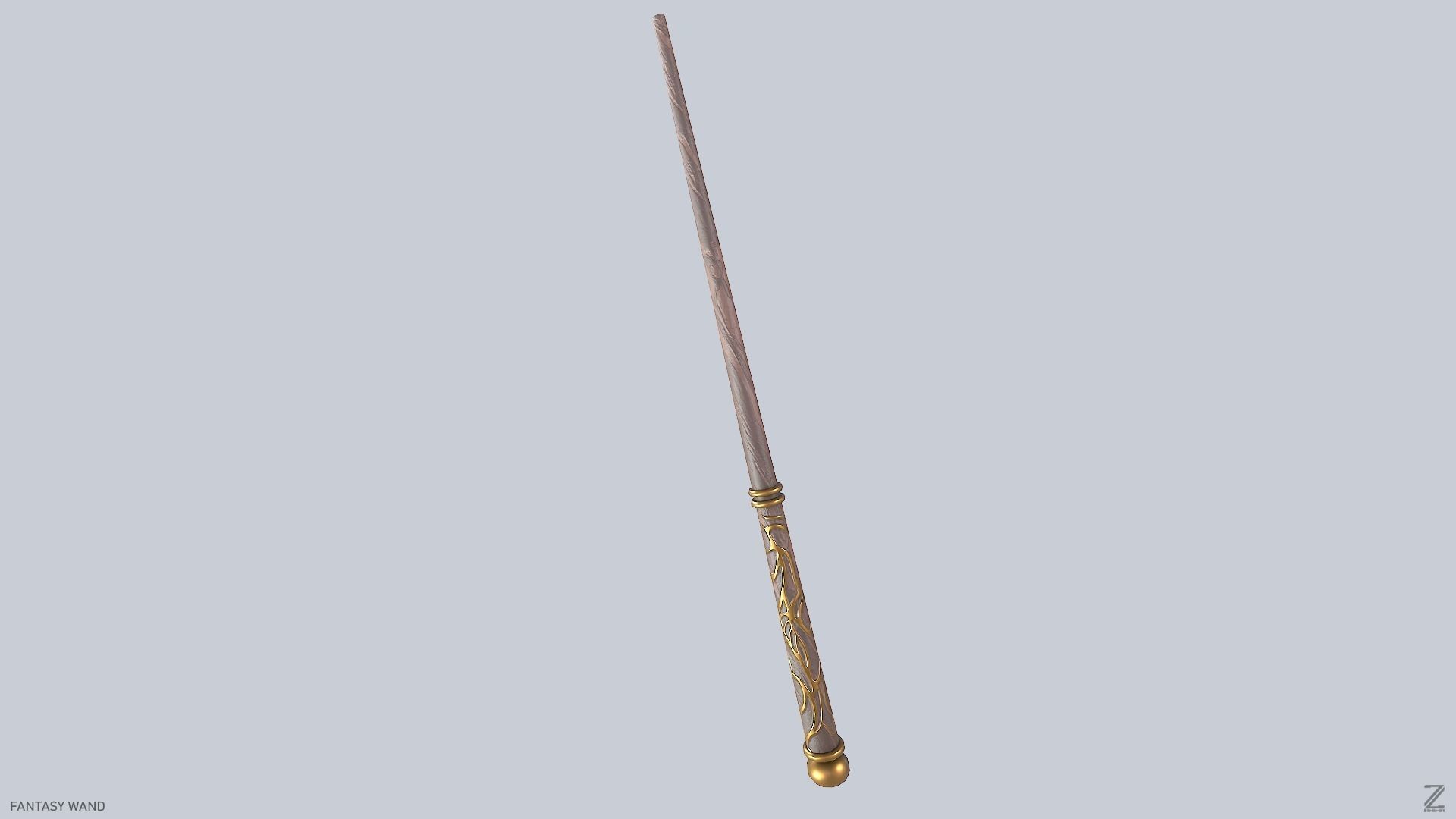 Fantasy wand Low-poly 3D model_7