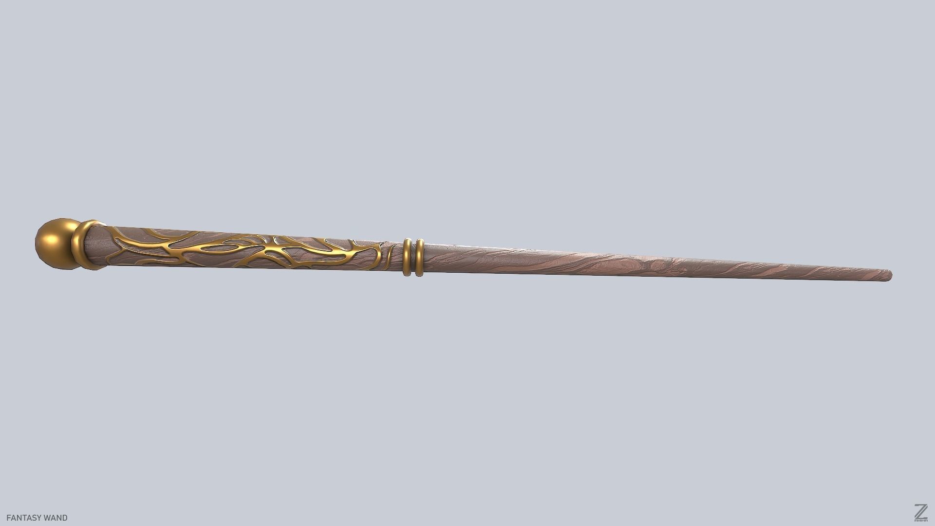 Fantasy wand Low-poly 3D model_5
