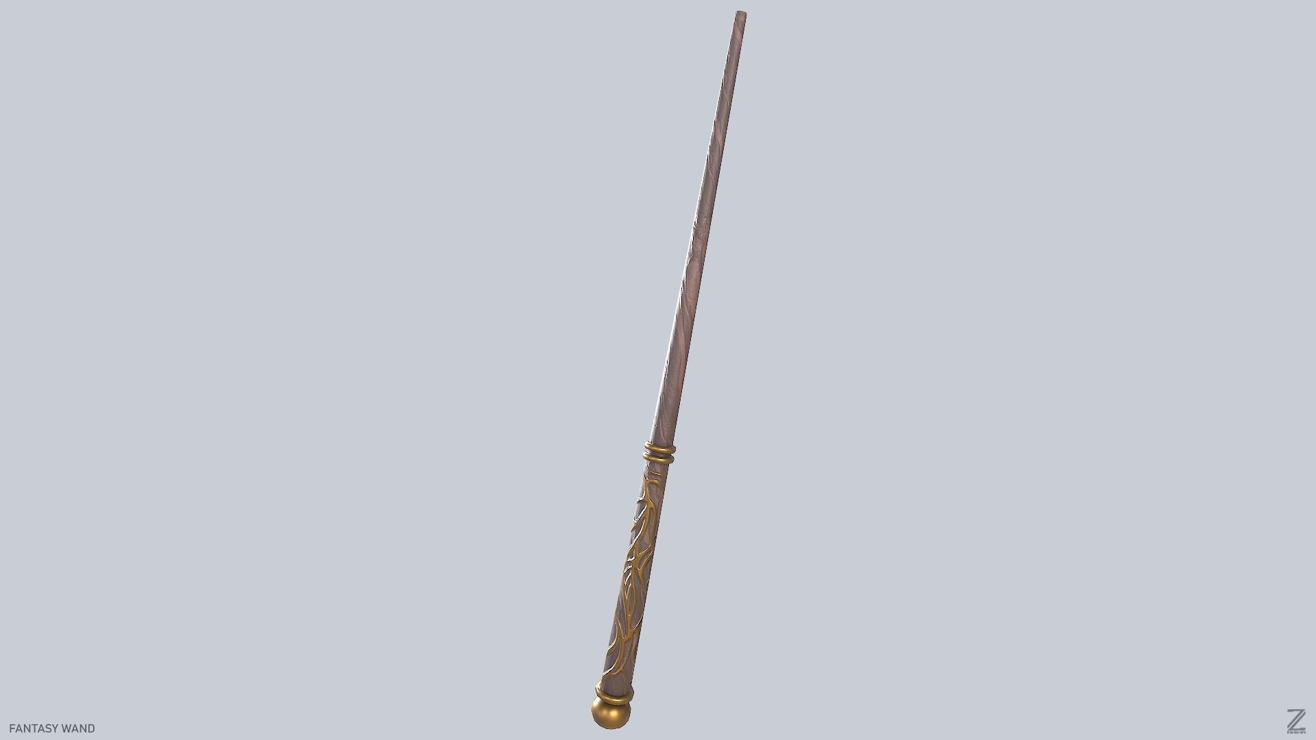 Fantasy wand Low-poly 3D model_4
