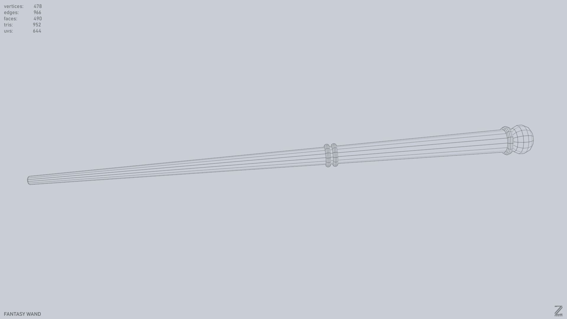 Fantasy wand Low-poly 3D model_11