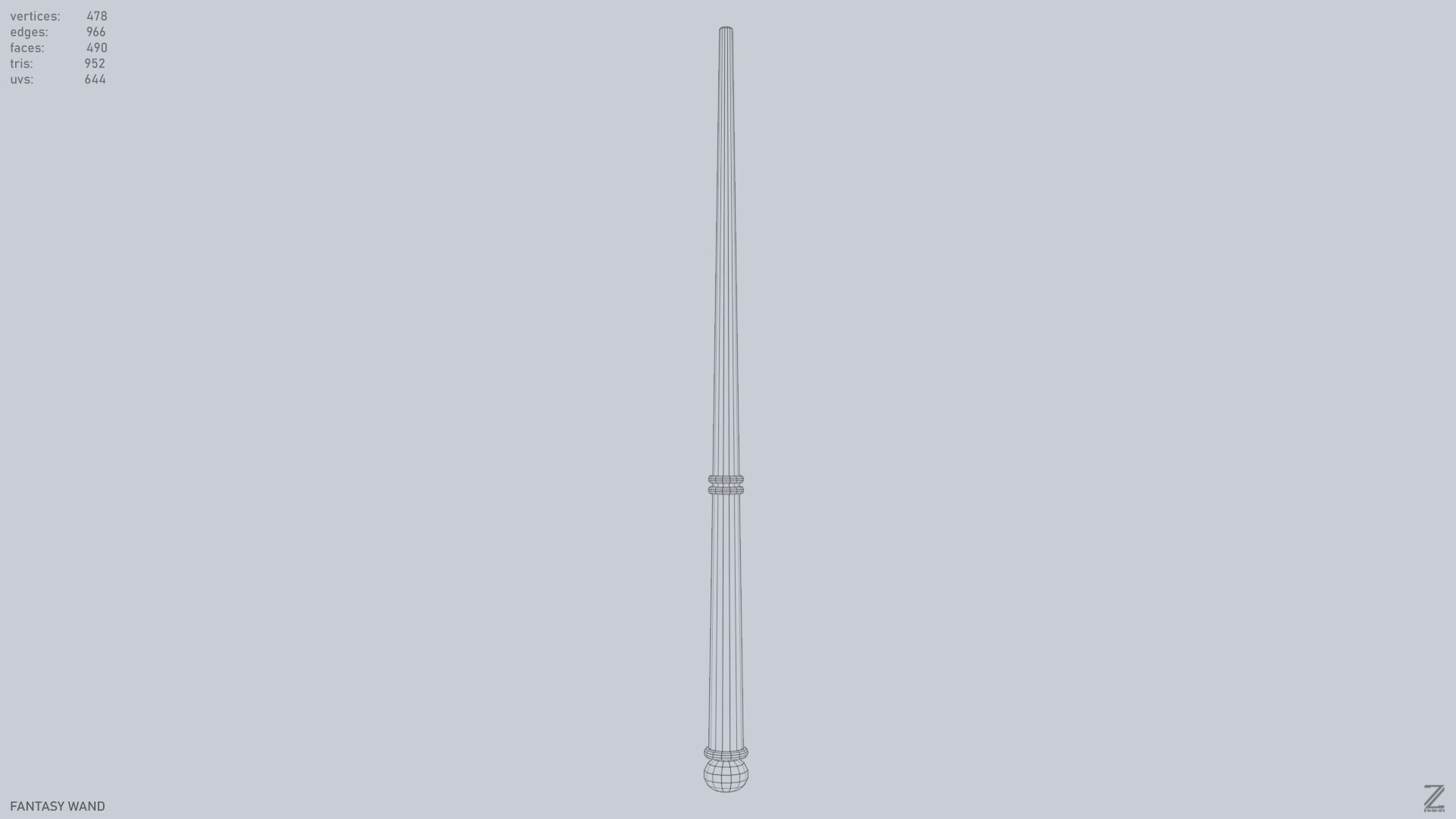 Fantasy wand Low-poly 3D model_9