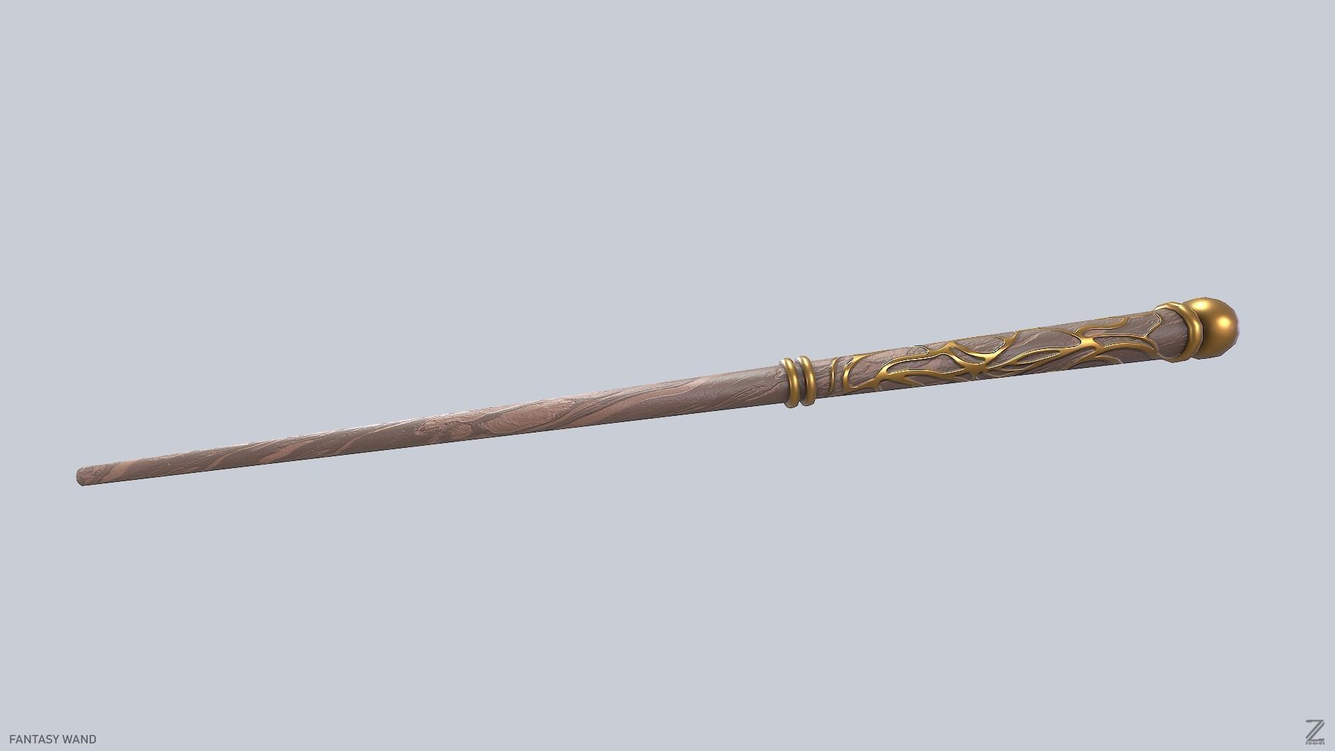 Fantasy wand Low-poly 3D model_8