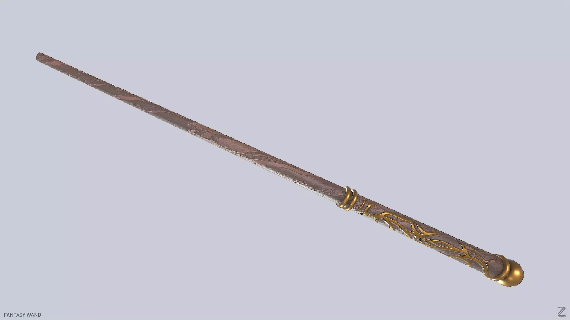 Fantasy wand Low-poly 3D model_0